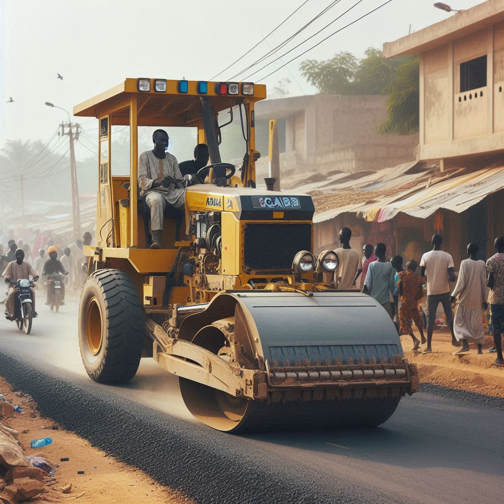 AbouServicedinternational machine dameuse en activité d'applanissement a bingerville